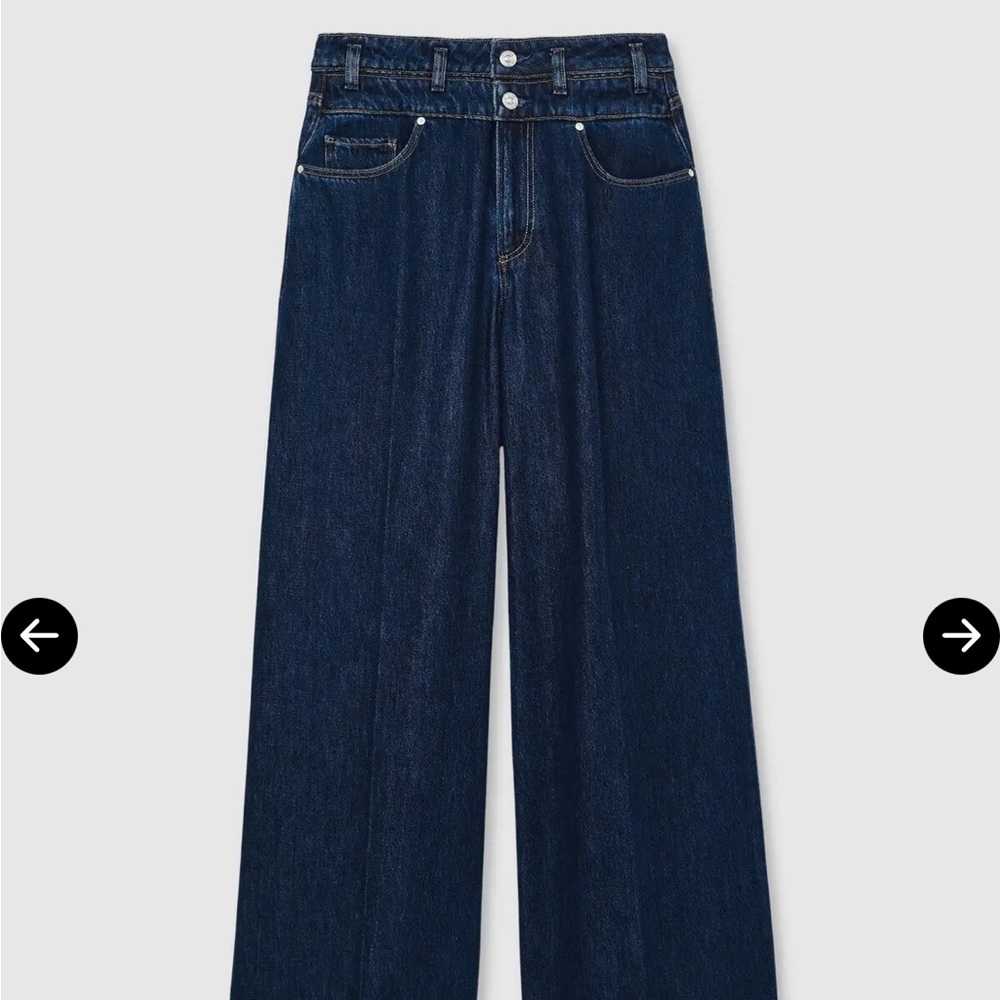 Paige Portia double waistband wide-leg jeans navy blue - Picture 2 of 4